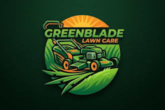 design a professional and bold lawn mower logo