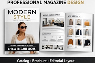 create luxury magazine layout design for print or digital