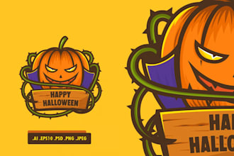 do creative modern mascot, halloween logo design