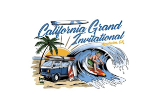 create a california beach mural design