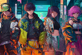 design anime character , cyberpunk character