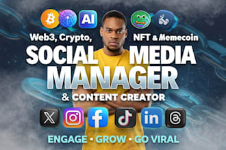 be your web3, crypto ai nft memecoin social media manager and content creator