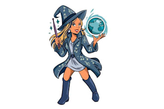 create rock roll travel wizard mascot design