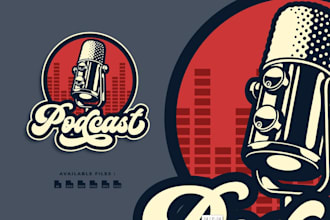 do modern wonderful creative podcast logo