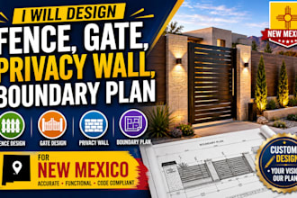 design fence, gate, privacy wall, boundary plan for new mexico