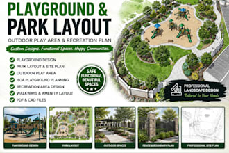 design children playground, park layout, outdoor play area plan in texas