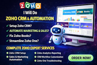 do zoho CRM setup, zoho marketing automation, zoho books and fix zoho one