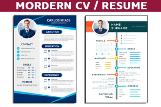 design modern resume, cover letter