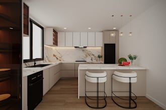 redesign modern kitchen interior renders,cabinet,3d luxury kitchen layout visual
