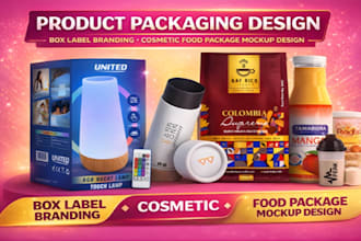 do product packaging  3d design box label branding cosmetic food package mockup