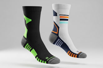 do realistic 3d socks model, 3d footwear, 3d shoe model and glove design