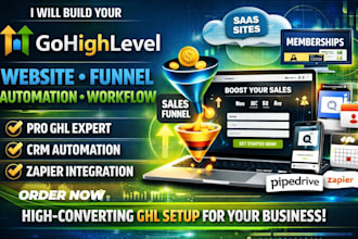 build ghl landing page, ghl automation, ghl website,membership funnel, workflow