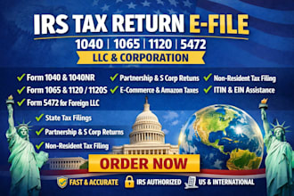 prepare and efile US tax returns for business 1040 1065 1120 5472 irs filing