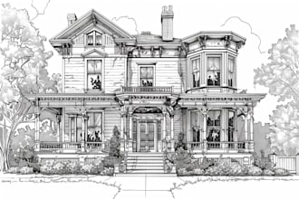 draw detailed building line art and product line art