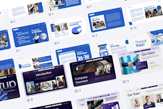 design b2b startup pitch deck, business powerpoint presentation canva slides