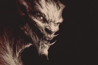 make a fantasy horror character and monster art
