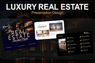 design a premium real estate pitch deck presentation