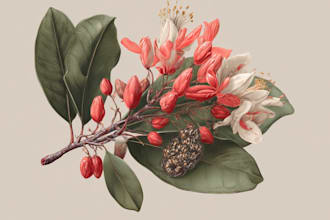 create digital botanical watercolor clipart of flowers,