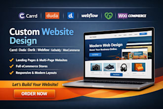 design carrd duda dorik webflow  godaddy ecommercere website design woocommerce