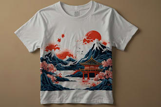 illustrate a japanese t shirt design