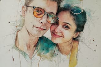 watercolor portrait painting, photo to watercolor portrait