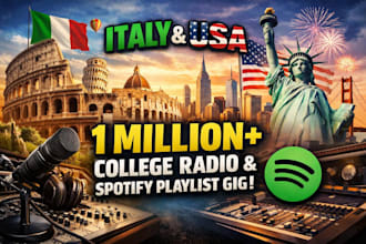 do italy and USA on 1m college radio promotion and spotify playlist