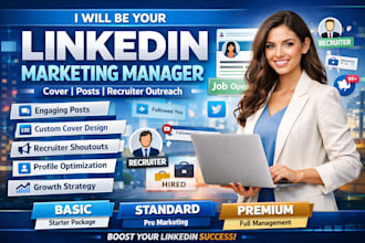 be your linkedin marketing manager cover post design shoutout engaging recruiter