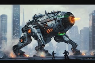 design futuristic mecha robots and pilots cyberpunk concept art