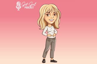 design gut girl podcast host character logo