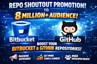 do shoutout promotion for bitbucket and github repository 8m audience