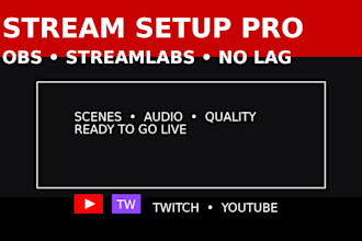 setup obs studio for twitch or yt with professional stream scenes and no lag