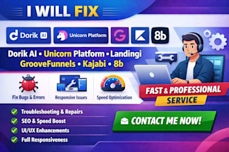 fix dorik ai unicorn platform landingi groovefunnels kajabi 8b website buider