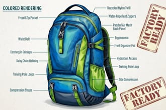 design backpack handbag full tech pack ready for