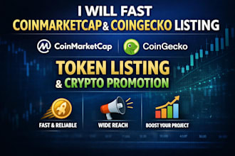 fast coinmarketcap, coingecko listing with token listing, crypto promotion