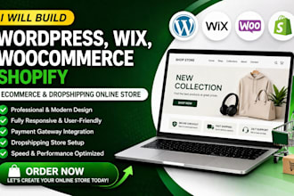 build wordpress wix woocommerce shopify ecommerce dropshipping online store