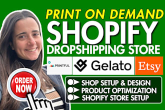 setup print on demand shopify store etsy store design printify printful shopify