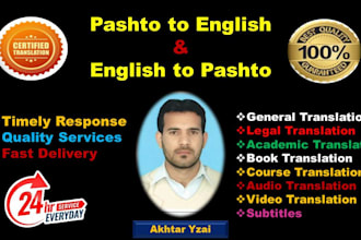 do pashto to english translation, proofreading and editing