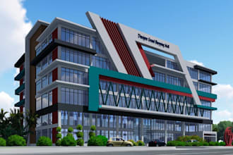 renovate modern commercial building,retail complex,mall exterior render,3d plaza
