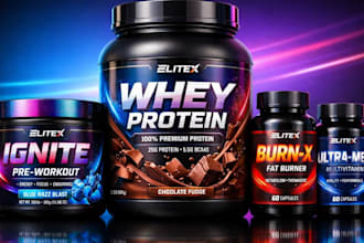 design premium supplements label product mockup pre workout whey protein label