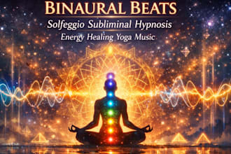 create binaural beats solfeggio subliminal hypnosis energy healing yoga music