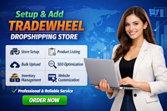 setup add tradewheel dropshipping store product listing upload seo website