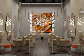 design 3d modern spa, beauty saloon, 3d showroom, lounge, barber shop, 3d clinic