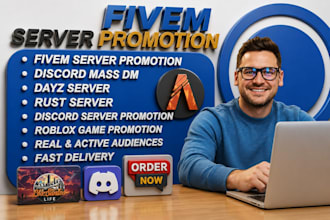 promote your gaming minecraft server rust dayz, fivem server discord promotion