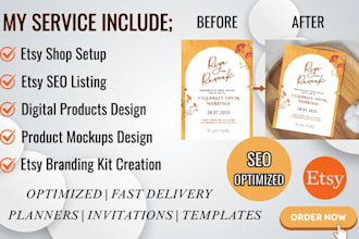 design etsy digital products seo listing etsy shop setup