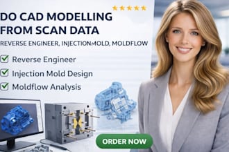 do cad modelling from scan data , reverse engineer,injection mold, moldflow