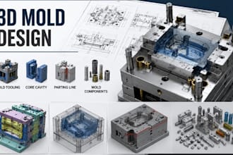 do 3d mold design, mold tooling, core cavity, parting line and mold components