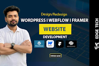 build a stunning wordpress, webflow, framer, wix, or squarespace website