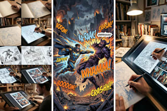 create comic book illustration, graphic novel, comic strip, comic book artist