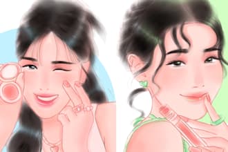 turn your photo into a soft beauty makeup illustration