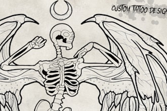 design a custom dark fantasy engraving tattoo